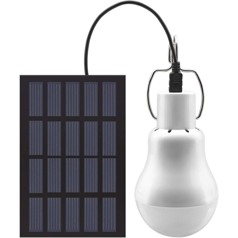 Lampe Solaire Portable à Ampoule LED à énergie Solaire avec Panneau Solaire pour jardin, terrasse, intérieur, extérieur, randonnée, camping, tente,