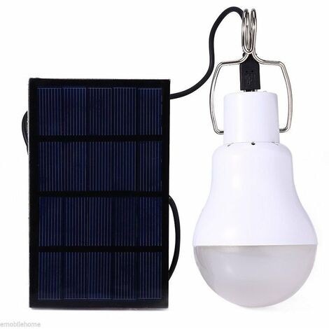 Lampe solaire portable à ampoule LED avec panneau solaire pour jardin, terrasse, intérieur, extérieur, randonnée, camping, tente, éclairage de pêche