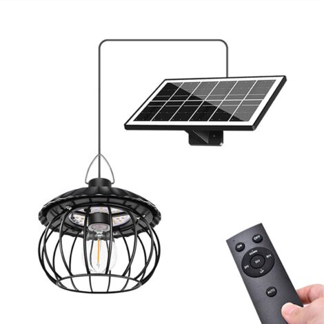 Lampe solaire pour abri de jardin, extérieur et intérieur, 32 LED, éclairage à 360°, lanterne solaire en fer avec télécommande, intensité variable et 3 minuterie, étanche IP65 pour abri de [Classe éne