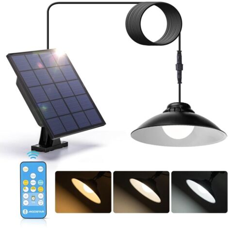 Lampe solaire pour außen 50W LED Solarleuchten Aussen mit mit Fernbedienung IP65 Solar Außenleuchte einstellbare Farbtemperatur 3000K/4000K/6500K, Lampe solaire pour jardin avec 3m de câble