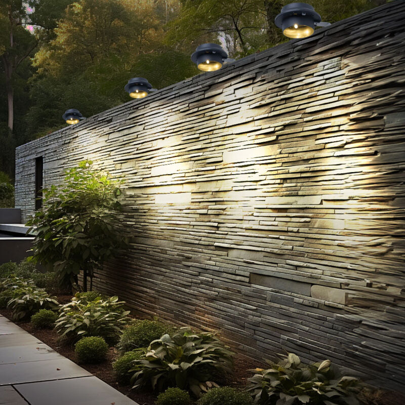 Lampe solaire pour gouttière, applique murale anthracite, lampe de clôture, métal et plastique, led blanc chaud, l 16 cm, lot de 4