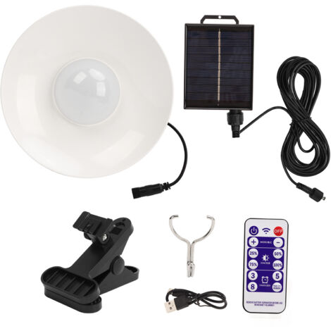 Lampe solaire pour parasol avec télécommande, minuterie et panneau LED intégré - 3000K couleur chaude