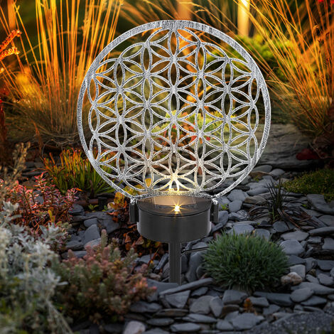 Lampe solaire jardin lumière rétro, LED fleur de lotus patio lumière  résistant aux intempéries verre craquelé, métal, LED, LxPxH 25x25x10 cm,  lot de 2