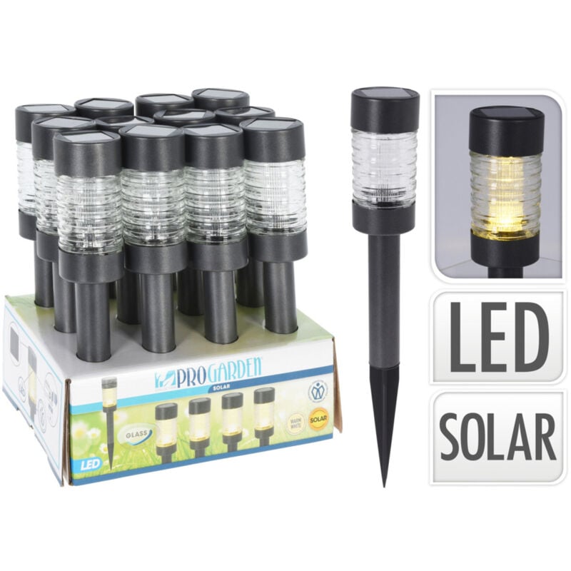 Koopman - Lampe solaire Pro Garden Anthracite Acier inoxydable et Verre