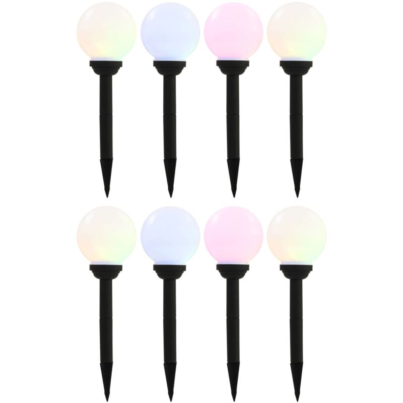 Lampes solaires sphériques led de jardin 8 pcs 15 cm rvb
