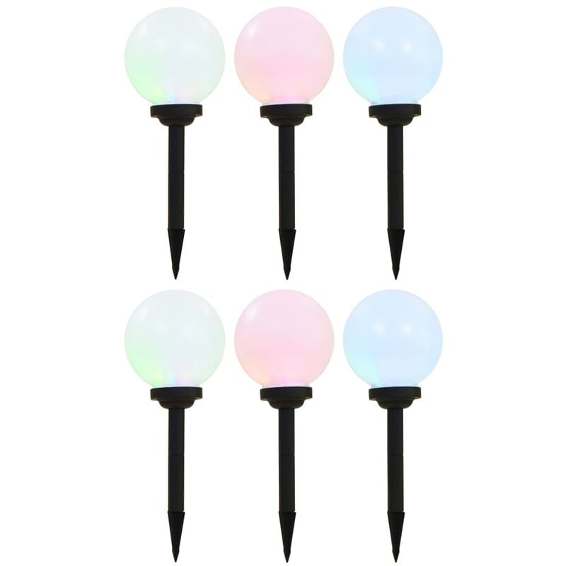 Lampes solaires sphériques led de jardin 6 pcs 20 cm rvb Vidaxl