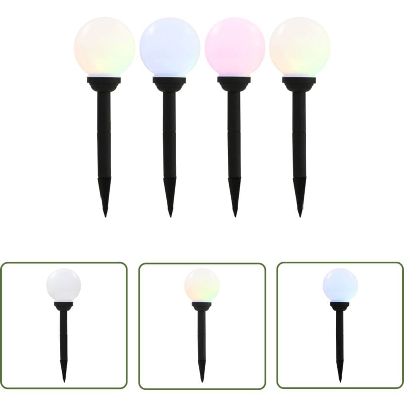 The Living Store Lampe solaire sphérique led de jardin 4 pcs 15 cm rvb - Lampes Solaires Exterieures - Éclairage Solaire Jardin - Lumieres Led