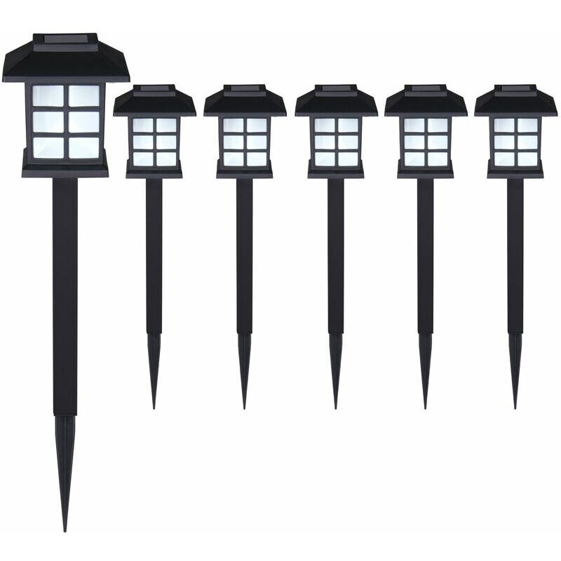 Lampe solaire sur piquet de jardin, mini lampe pour petite maison, paquet de 6 Lampe solaire sur piquet de jardin, mini lampe pour petite maison, paquet de 6