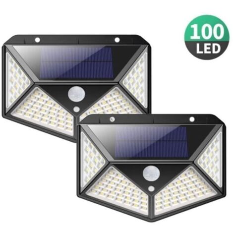 Lampe Solaire,2 pack lampe solaire exterieur 100 led de éclairage Détecteur de Mouvement Lumière murale