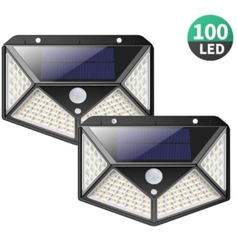 Lampe Solaire,2 pack lampe solaire exterieur 100 led de éclairage Détecteur de Mouvement Lumière murale