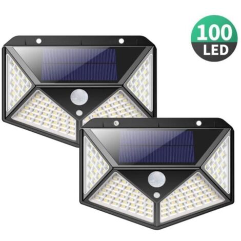 Lampe Solaire,2 pack lampe solaire exterieur 100 led de éclairage Détecteur de Mouvement Lumière murale