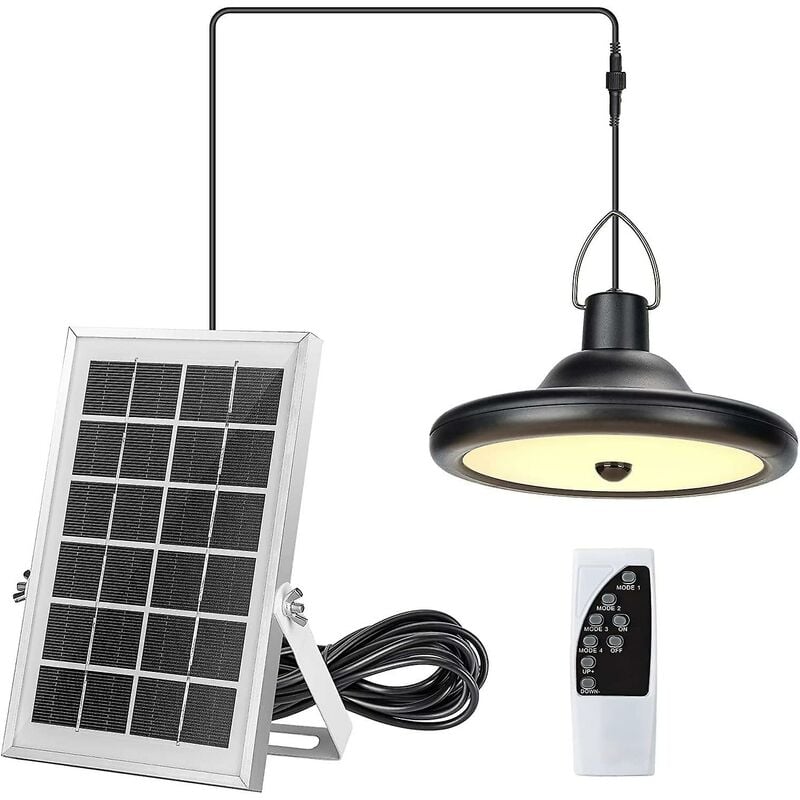Lampe solaire,4modes,6niveaux de luminosité,avec détecteur de mouvement,télécommande,blanc chaud