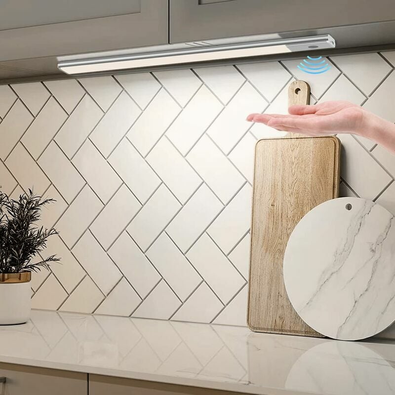 Lampe Sous Meuble Cuisine avec Capteur, 40 cm Lumiere Placard 2 en 1 Rechargeable et Alimenté par usb 5V dc Reglette led Sous Étagère Sans Fil à Pile