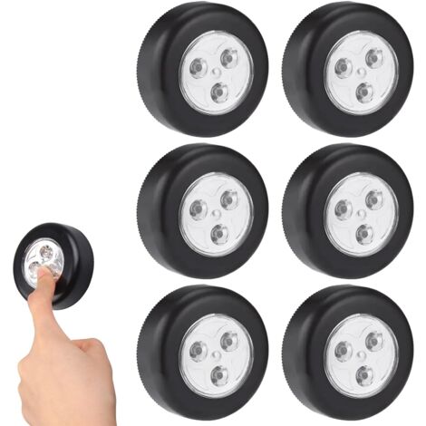 Lampe Spot LED Éclairage Supplémentaire, Spots LED Autocollants à Piles, Lumières Tactiles Intelligentes à Coller, Lot de 6 Lampes Sans Fil à Activation Tactile pour Cuisine, Escaliers et Salles