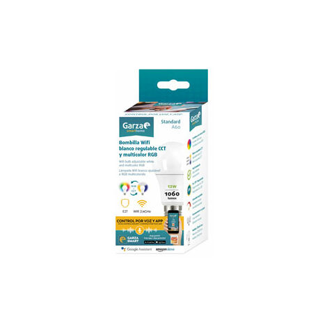 Ampoule standard RGB + CCT + Dim Wifi E27 12W 1060Lm Garza
