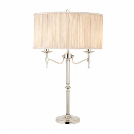 Lampe Stanford, nickel, abat-jour beige - Beige