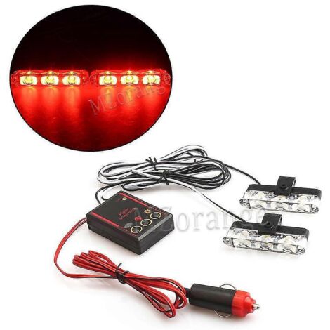 Lampe stroboscopique 2x3, gyrophare d'urgence FSO, lampe de signalisation LED, stroboscope, lampe de police, 12 V, 6 W, clignotant LED pour voiture, allume-cigare - Rouge