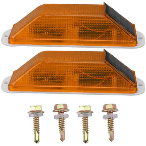 Lampe Stroboscopique à Energie Solaire Lumière d'Avertissement LED Haute Luminosité Imperméable 15x4.2cm Jaune 2 Pièces