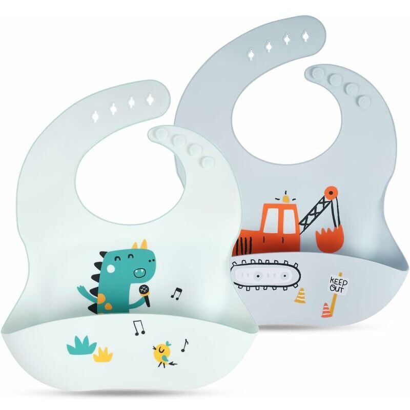 Bavoirs en silicone, 2 bavoirs en silicone super doux pour bébé en silicone avec attrape-miettes, pour les tout-petits qui mangent
