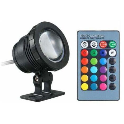 Lampe Submersible Led Ac / Dc 12V 10W Rvb Led, Avec Telecommande, 16 Couleurs Changeantes-Fei Yu