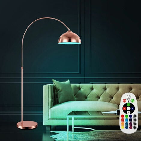 Lampe sur pied à arc LED RVB avec télécommande éclairage de changement de couleur couleur cuivre réglable en hauteur