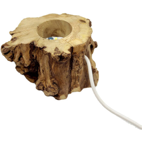 Lampe sur pied à base de boule de cristal, lampe sculptée originale en racine de bois.