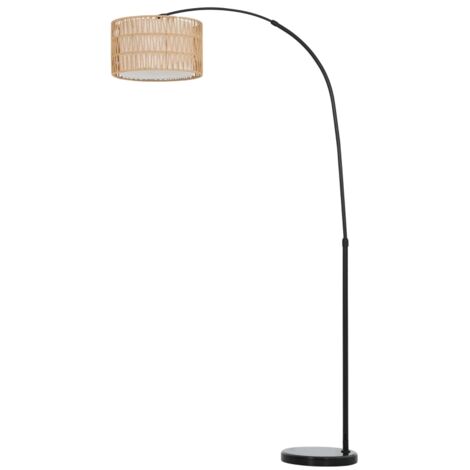 Lampe sur pied abat-jour lin douille E27 interrupteur à pied,hauteur ajustable discret pour salon chambre noir.