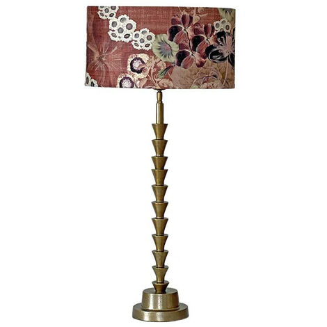 Lampe sur pied abat jour velours fleuri 83cm x 40cm - Rose Blanc Vert Noir