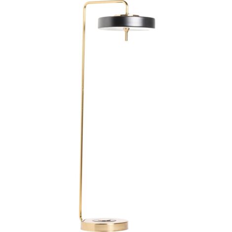 Lampe sur pied art déco dorée finition kilim fer et jute - Doré finition kilim marron