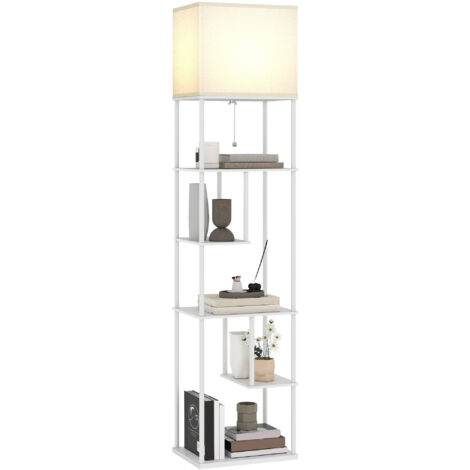 Lampe sur pied avec étagères, températures couleur réglables 3000K-6500K, ampoule télécommandée E27, blanc
