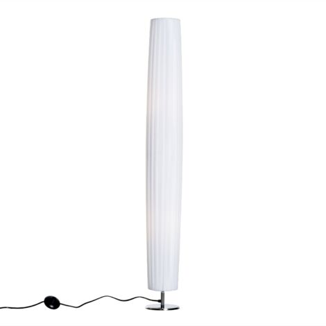 Lampe sur pied blanche moderne pour intérieur, compatible ampoules E27. Faible consommation énergétique, base acier inoxydable pour salon et chambre.