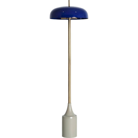 Lampe sur pied contemporaine finition bleue et dorée brillante - Bleu profond et or lumineux