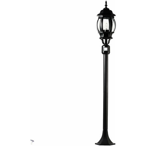 Lampe sur pied d'extérieur Brest noire en style rustique avec détecteur de mouvement H:1,1m - Noir - Noir