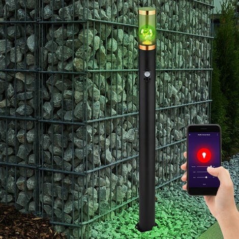 GLOBO Lampe sur pied Éclairage extérieur Lampadaire avec détecteur de mouvement Jardin Acier inoxydable, commande par app, 1x Smart RGB LED 10W 806Lm, DxH 7,6x110 cm