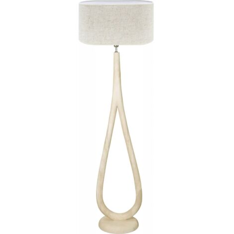 Lampe sur pied en bois naturel design contemporain - bois naturel clair et beige