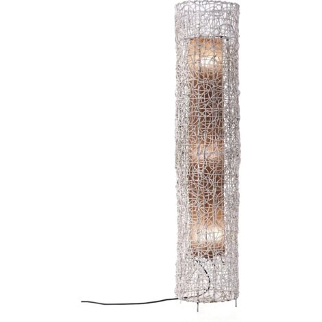 Lampe sur pied en rotin décapé ambiance chaleureuse - Blanc rotin décapé naturel