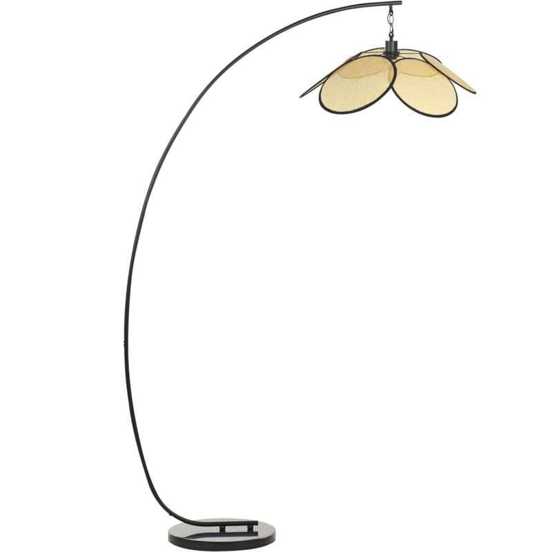 Beliani - Lampe sur Pied Moderne en Arc pour Salon Abat-jour en Papier Effet Rotin Beige Merrica