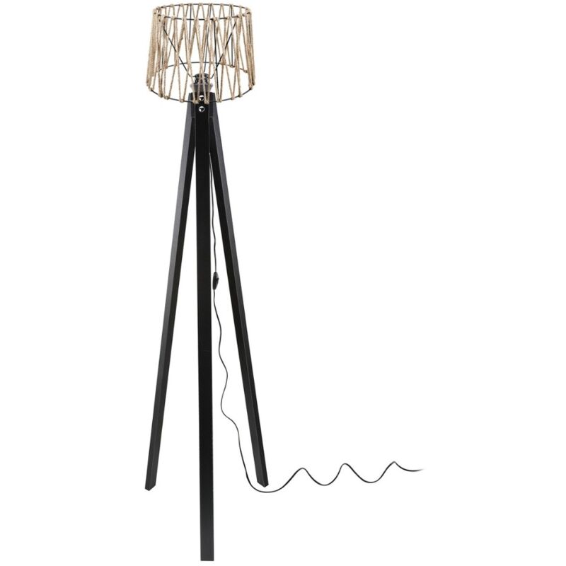 Iperbriko - Lampe sur pied noire 38x25 cm en jute.