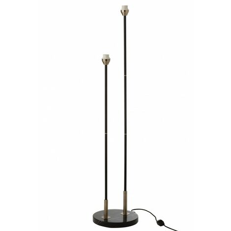 Lampe sur pied sans abat jour marbre noir et métal 140x30cm - Noir