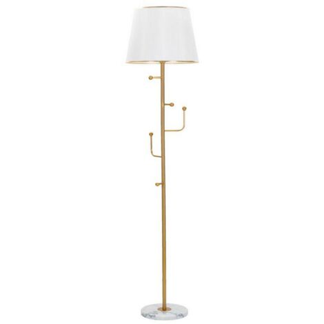 Lampe sur Pied Tano, Douille e27, Abat-jour, Blanc