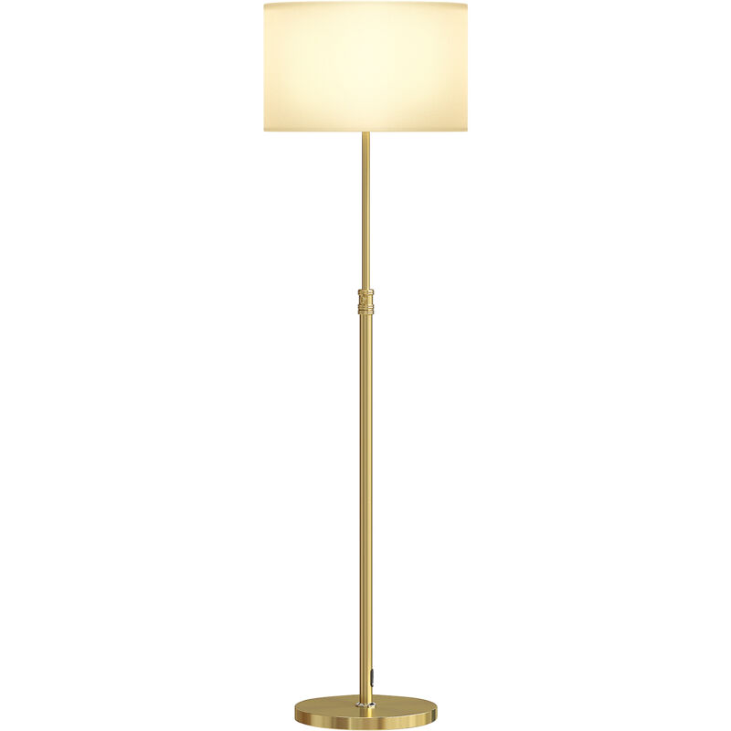 Lampe sur pied télécommandée, abat-jour en tissu, hauteur réglable, support métallique, intensité lumineuse ajustable, interrupteur au pied, finition