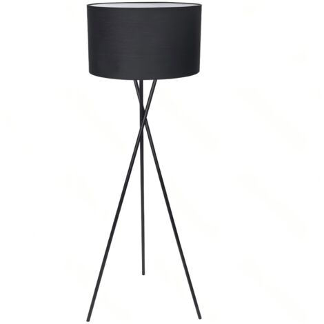 Lampe sur pied trépied en métal noir, sans lampe, douille E27, pour le salon et la chambre