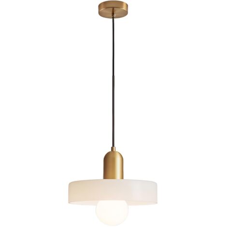 Lampe Suspended Vintage en Verre avec Base E27, Lampe Suspendue Réglable, Idéale pour Salon, Chambre, Cuisine (Blanc, 25cm)