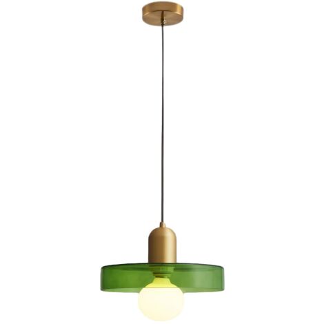 Lampe Suspended Vintage en Verre avec Base E27, Lampe Suspendue Réglable, Idéale pour Salon, Chambre, Cuisine (Vert, 25cm)