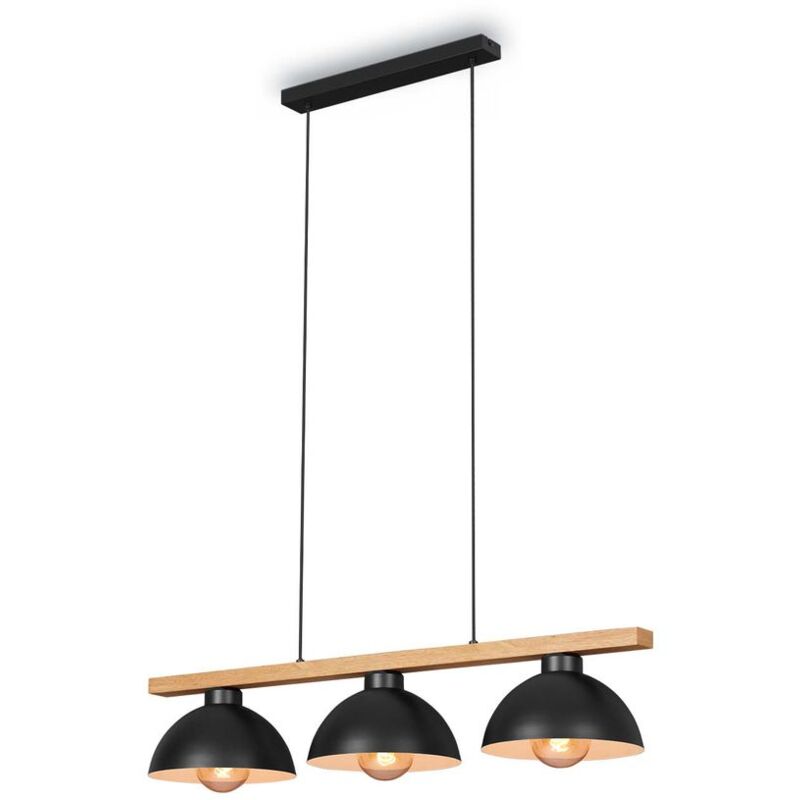 Lampe à suspendre Briloner leuchten pola, 40 w, IP20, noir, métal-bois, 3x E27 excl., 98 x 25 x 103,5 cm