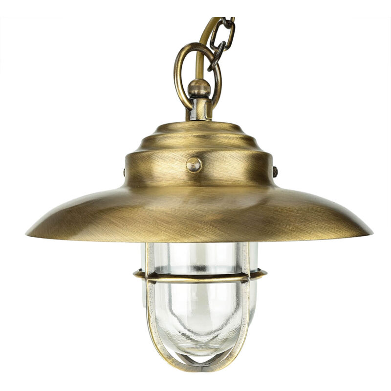 Suspension d'extérieur kavala de couleur cuivre poli en laiton au design maritime étanche IP54 H:23cm - Laiton antique