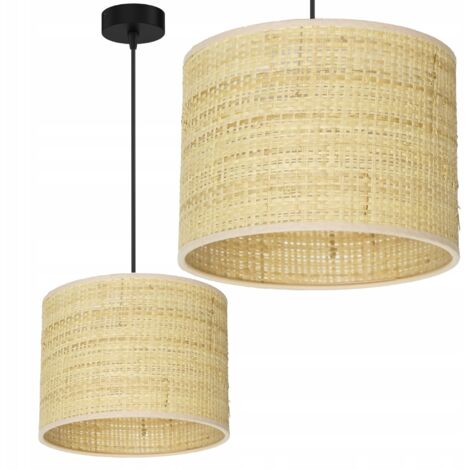 LAMPE SUSPENDU 1 PLAFONNIER PLAT BOHO ABAT-JOUR EN ROTIN POLONAIS E27 LED