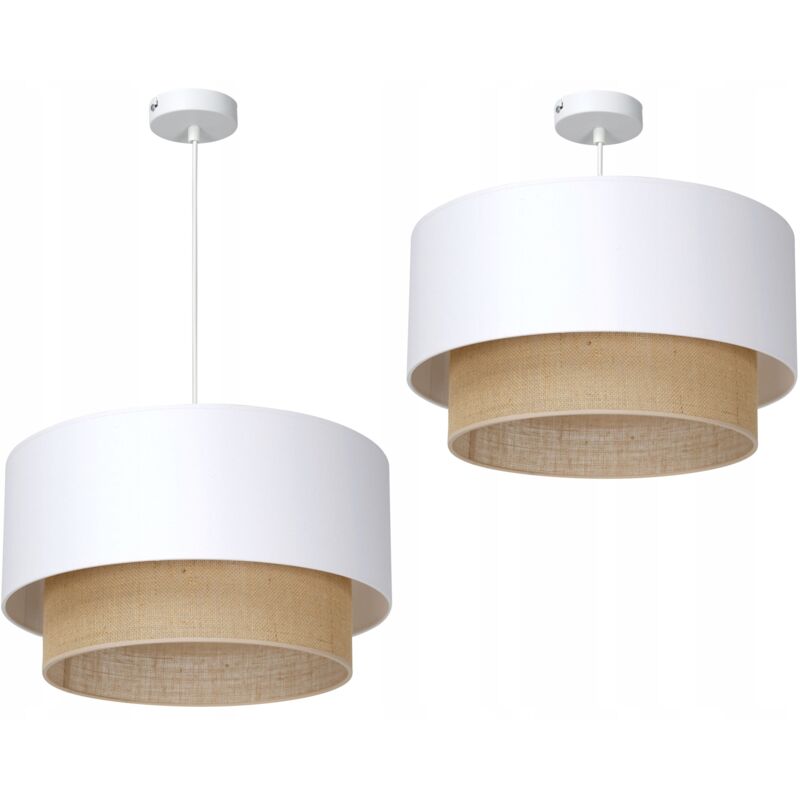 Lampe Suspendu Avec Double Abat-Jour En Jute 45 Cm