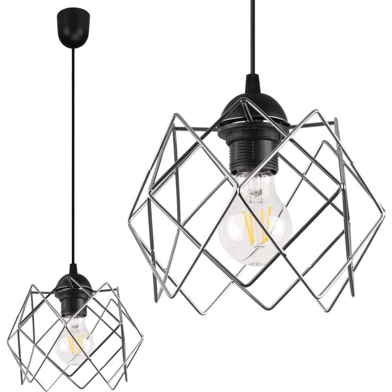 Lampe Suspendu Bell Stella 1 Plaque Abat-Jour Chrome E27