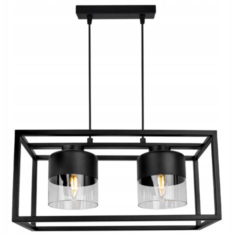 LAMPE SUSPENDU CAGE ÉLÉGANT ABAT-JOUR EN VERRE